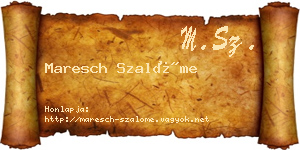 Maresch Szalóme névjegykártya